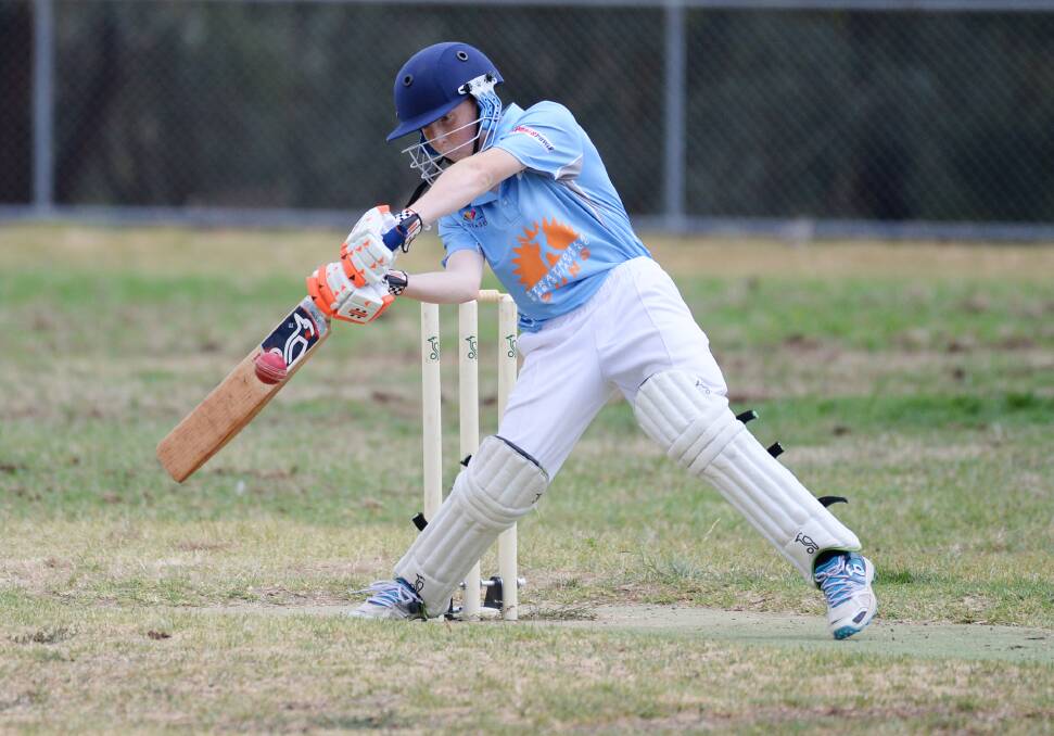 CALYPSO: Strathdale-Maristians under-14A batsman Jack Smith puts everything into a back foot drive on Saturday. Picture: DARREN HOWE