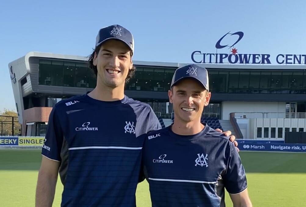 Sam Elliott and James Seymour ahead of their first one-day game for the Vics. Picture: CRICKET VICTORIA