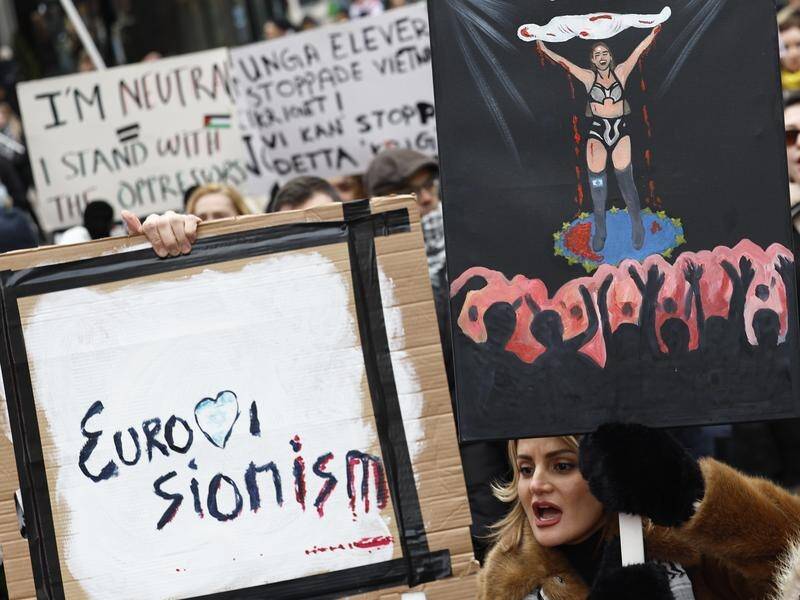 Israel has amended its Eurovision song lyrics, but the country's inclusion has still drawn protests. (EPA PHOTO)
