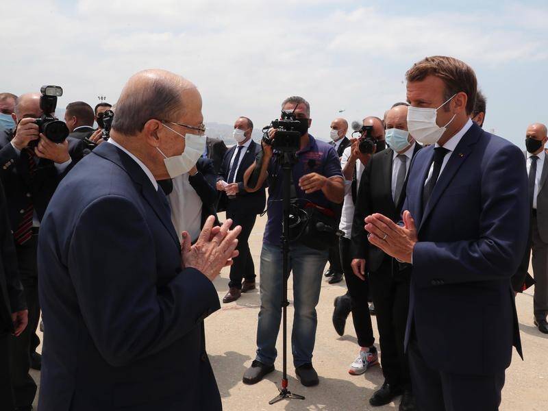 French President Emmanuel Macron meets his Lebanese counterpart Michel Aoun.