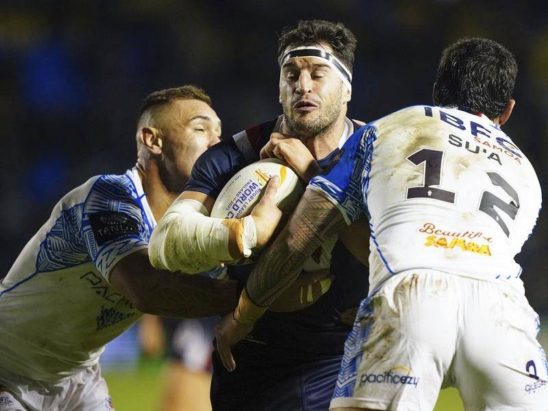 France's Benjamin Garcia, and his team-mates, found Samoa's defence near-impossible to break down. (AP PHOTO)