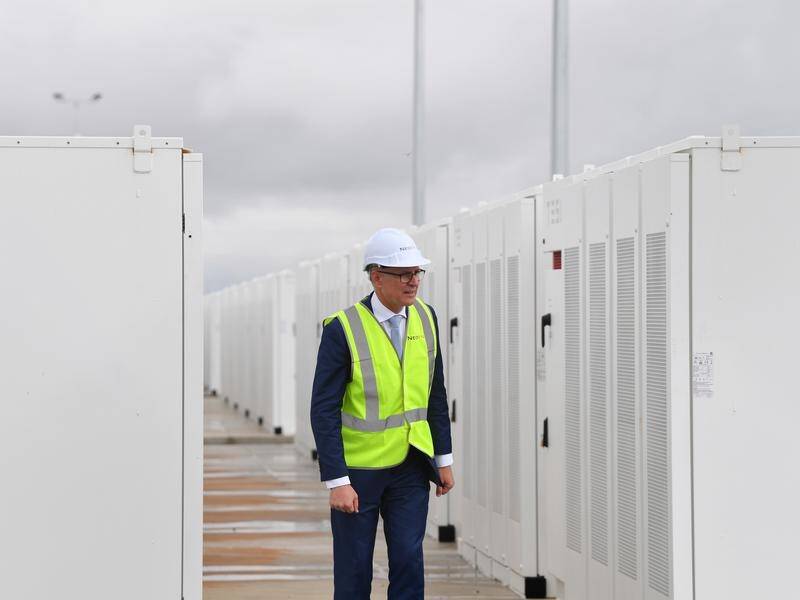 Jay Weatherill, at the Tesla battery site, has plans for more renewable energy for South Australia.