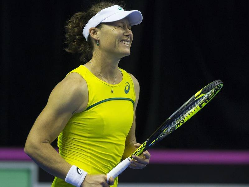 Samantha Stosur has suffered her worst loss on home soil in the Fed Cup playoff in Wollongong.