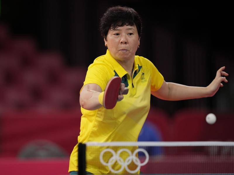 Evergreen Jian Fang Lay was beaten in the third round of Olympic table tennis singles.