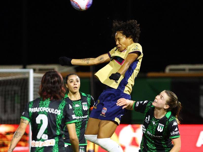 Sarina Bolden, seen against Western United on Saturday, is fast becoming an ALW superstar. (Con Chronis/AAP PHOTOS)