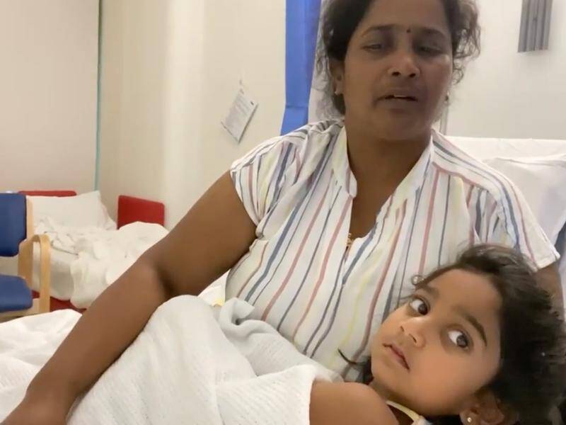 Biloela mother Priya Murugappan with her sick daughter Tharnicaa at Perth Children's Hospital.