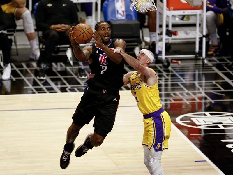 Kawhi Leonard's LA Clippers have completed a season sweep of the LA Lakers in the NBA.