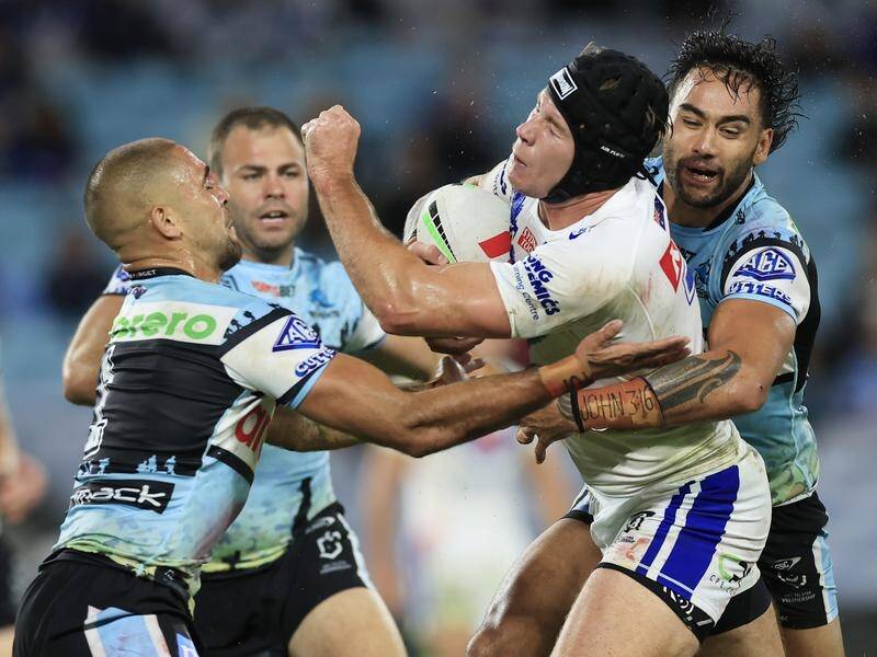 Cronulla have forced their way into the NRL top four with a 33-20 win over struggling Canterbury. (Mark Evans/AAP PHOTOS)
