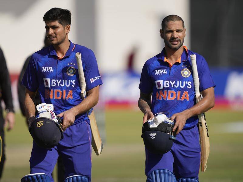 Shubman Gill (L) and Shikhar Dhawan after their match-winning stand in India's win over Zimbabwe. (AP PHOTO)