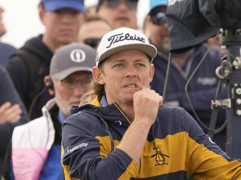 Cameron Smith waits on the Old Course's fifth tee during his fine British Open start at St Andrews.