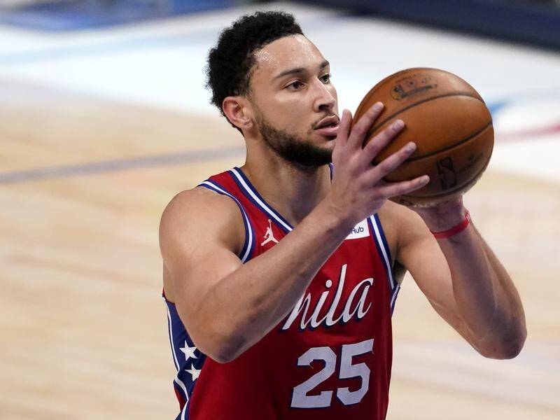 Ben Simmons has practised with Philadelphia but his status for the NBA opener is still unclear.