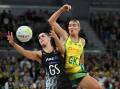 Courtney Bruce (r) has won the Liz Ellis Diamond as Australia's netball player of the year. (James Ross/AAP PHOTOS)