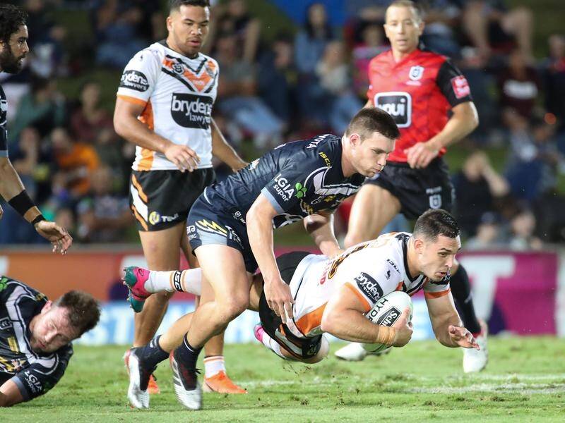 Wests Tigers' Ryan Matterson was controversially awarded a try against North Queensland.