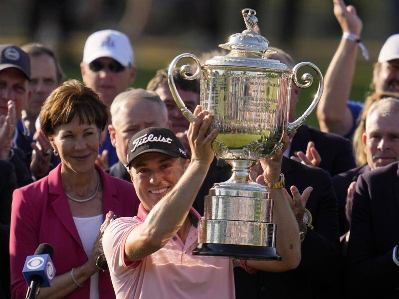 Justin Thomas has won the US PGA Championship in a play-off over fellow American Will Zalatoris.
