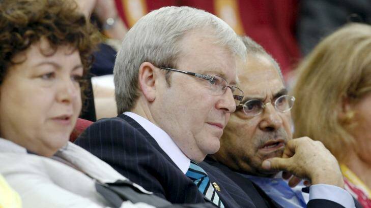 Kevin Rudd and Jose Ramos Horta at the Beijing Olympics in 2008. Photo: David Tease