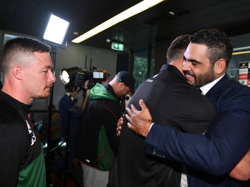 Greg Inglis announced his decision to retire from the NRL with his Souths teammates in attendance.