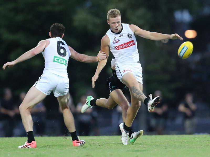 Jordan De Goey, who is suspended after a drink driving incident, impressed in a Collingwood trial.