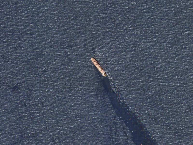 The Houthi rebels say the attacked bulk carrier Rubymar is at risk of sinking. (AP PHOTO)
