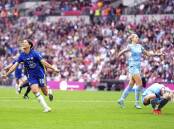 Chelsea's Sam Kerr celebrates scoring the winning goal in the Women's FA Cup final at Wembley.