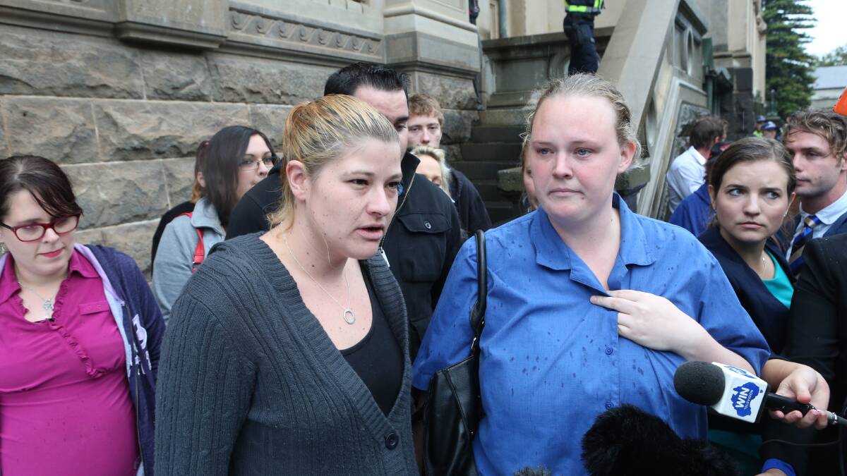 Zayden's parents, Casey Veal and James Whitting leave court after the verdict on Wednesday. 