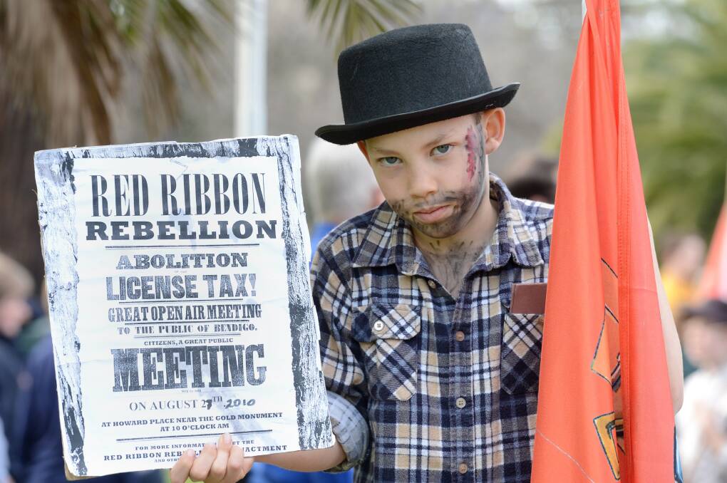 The Red Ribbon Rebellion re-anactment in Rosalind Park. Camp Hill Primary student Jake Ervin in costume.


Picture: Jim Aldersey
270813