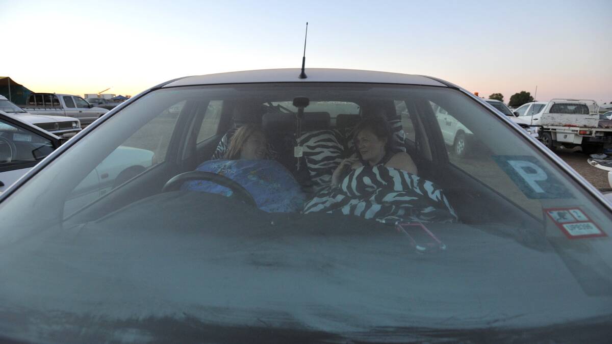 Kylie Matthews and Renee McKellar slept in their car.

Picture: JIM ALDERSEY