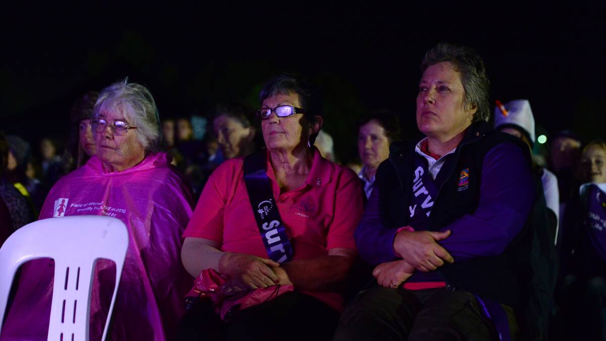 Carmel Berry, Margaret Honeybone and and Robyn Ridnell during the candle lighting cememony.

Picture: JIM ALDERSEY