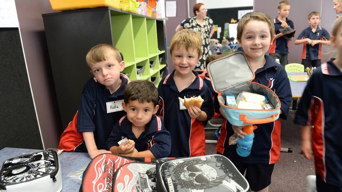 Lightning Reef Primary School Foundation students first day. Kody, Jordy, Cooper and David.

Picture: JIM ALDERSEY