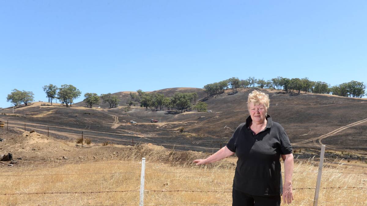 Carmel Wilson on her Sedgwick property where the fire came within 20m of her house. Picture: JIM ALDERSEY