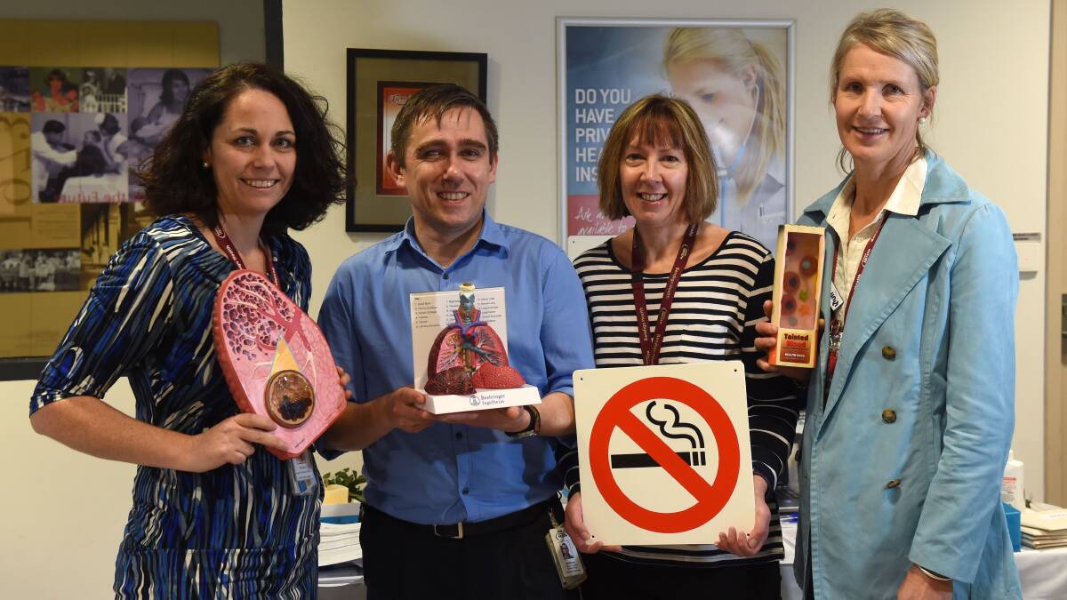 No tobacco: Pauline Nolan, Anthony Lunney, Clare Blee and Sharyn Gibbs. Picture: JODIE WIEGARD