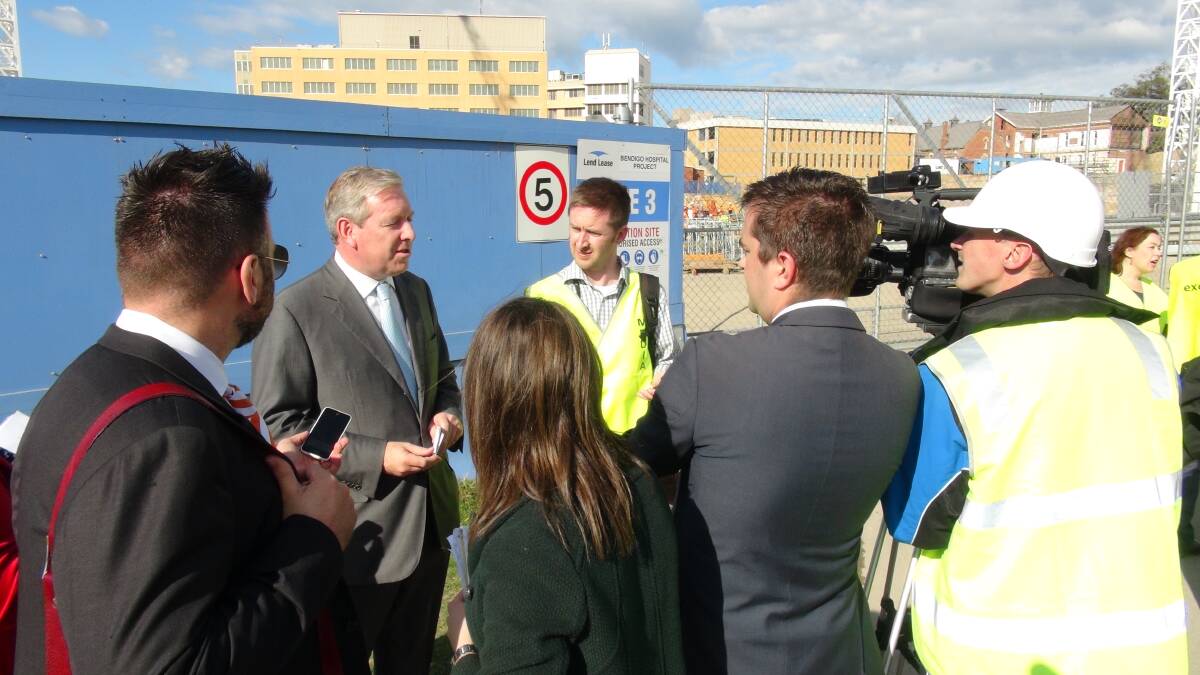 ON SITE: Minister for Health David Davis during a press confernce in Bendigo on Tuesday. Picture: LEIGH SHARP