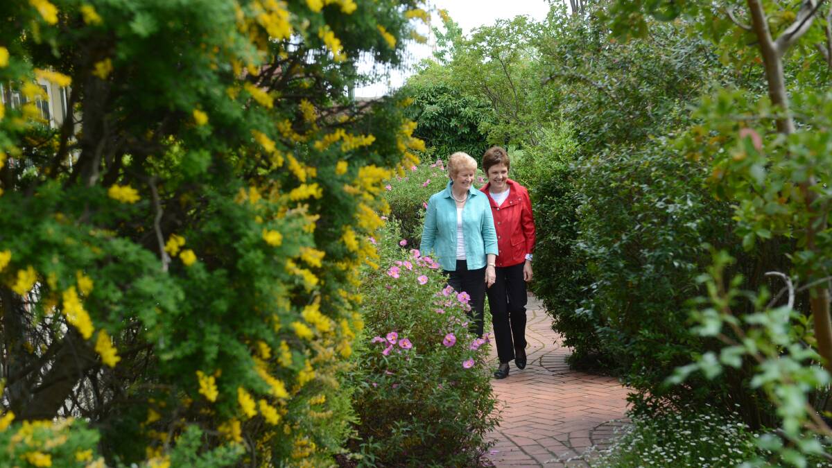 TOUR: Gay Hanrahan and Bernadette Wood at the open garden in 285 View Street. Picture: JIM ALDERSEY
