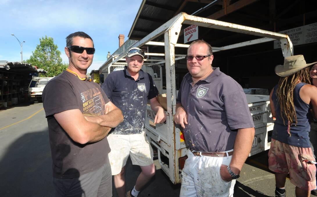 Ash Samkey, Kris Bagley and David Button at the Save Your Bacon breakfast. Picture: JODIE DONNELLAN

