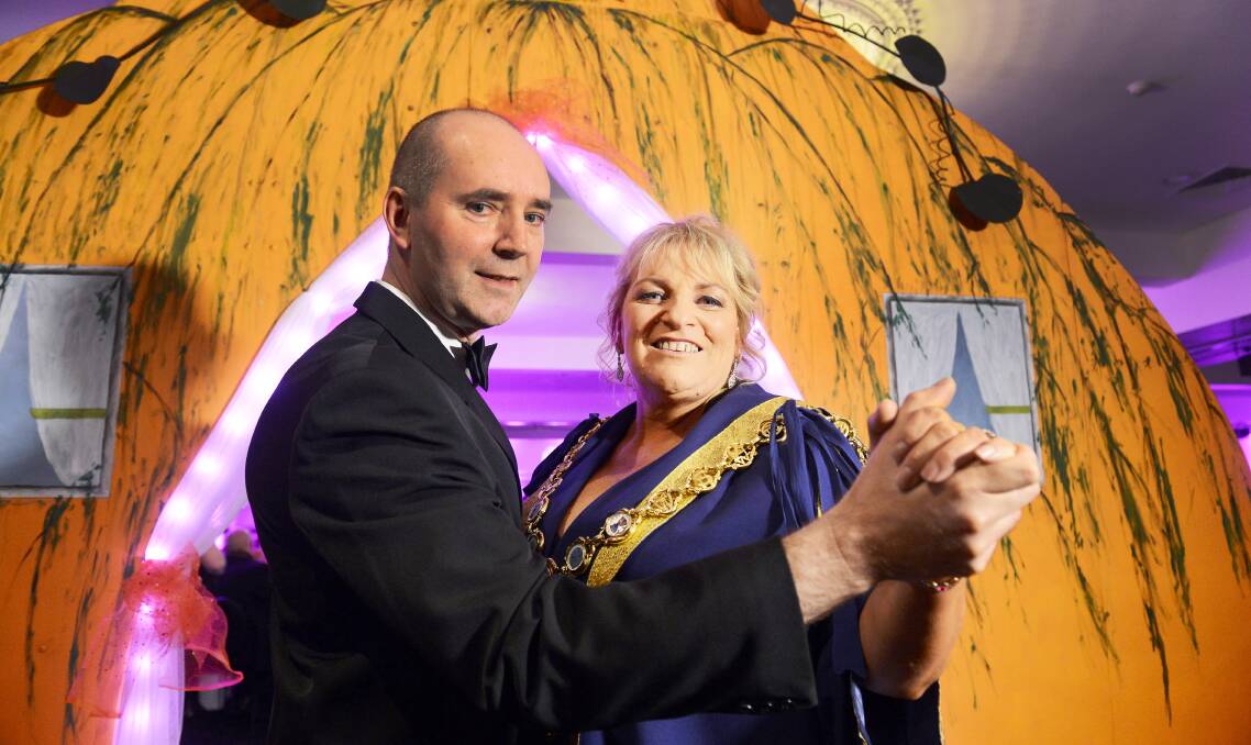 Mayor Lisa Ruffell with husband Martin at the Glass Slipper Mayoral Ball at the All Seasons. Picture: JULIE HOUGH
