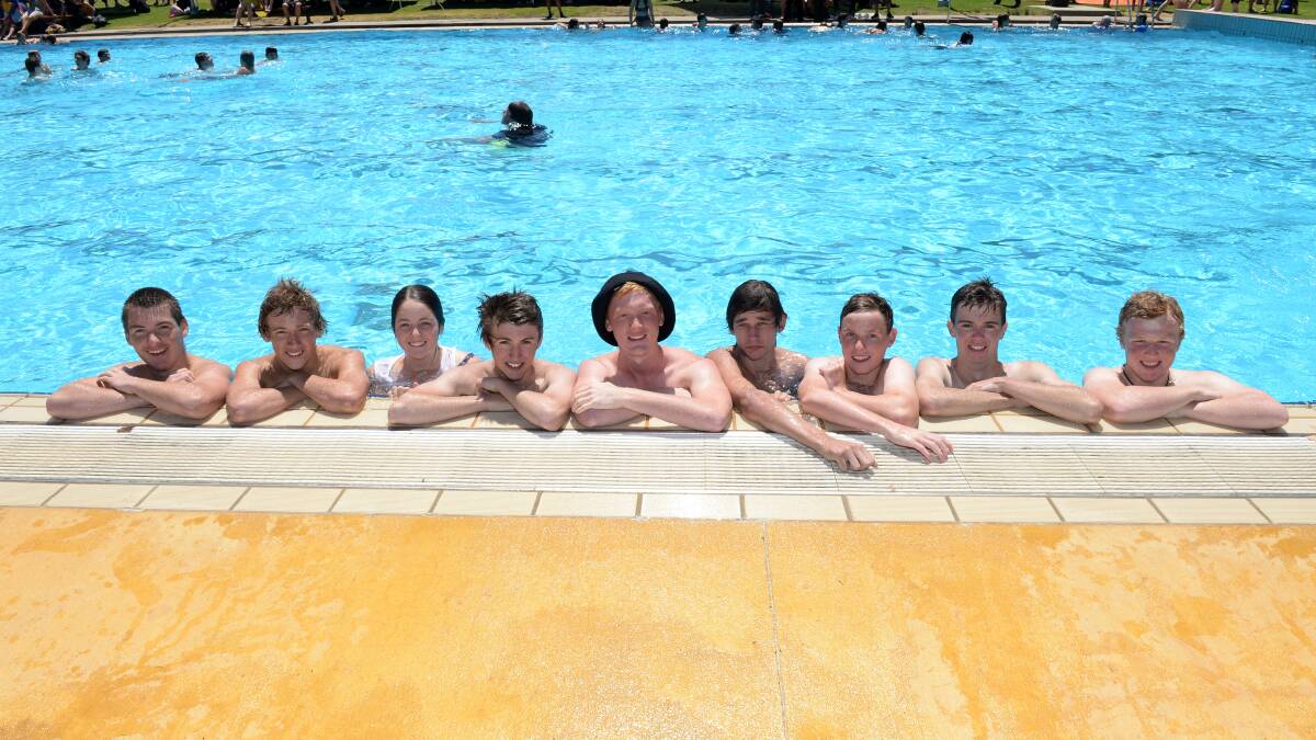 Year 11 students by the pool edge. Picture: JIM ALDERSEY
