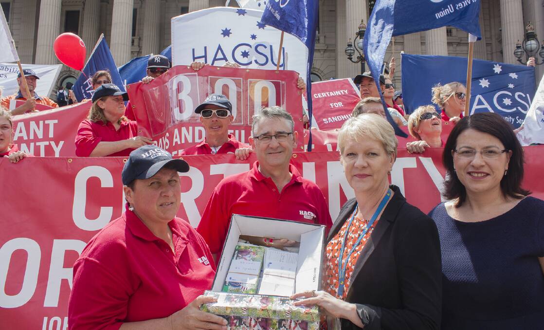 HOPE: Protesters hand over a petition to Bendigo MP Maree Edwards. Picture: CONTRIBUTED