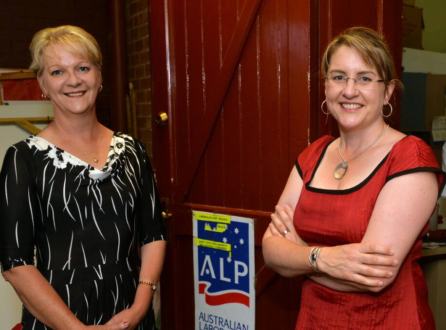 Maree Edwards and Jacinta Allan just after they declared victory. Picture: BRENDAN McCARTHY