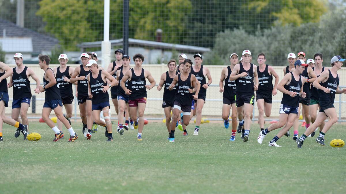The Bendigo Pioneers in a pre-season workout at Epsom-Huntly Reserve. Picture: JIM ALDERSEY