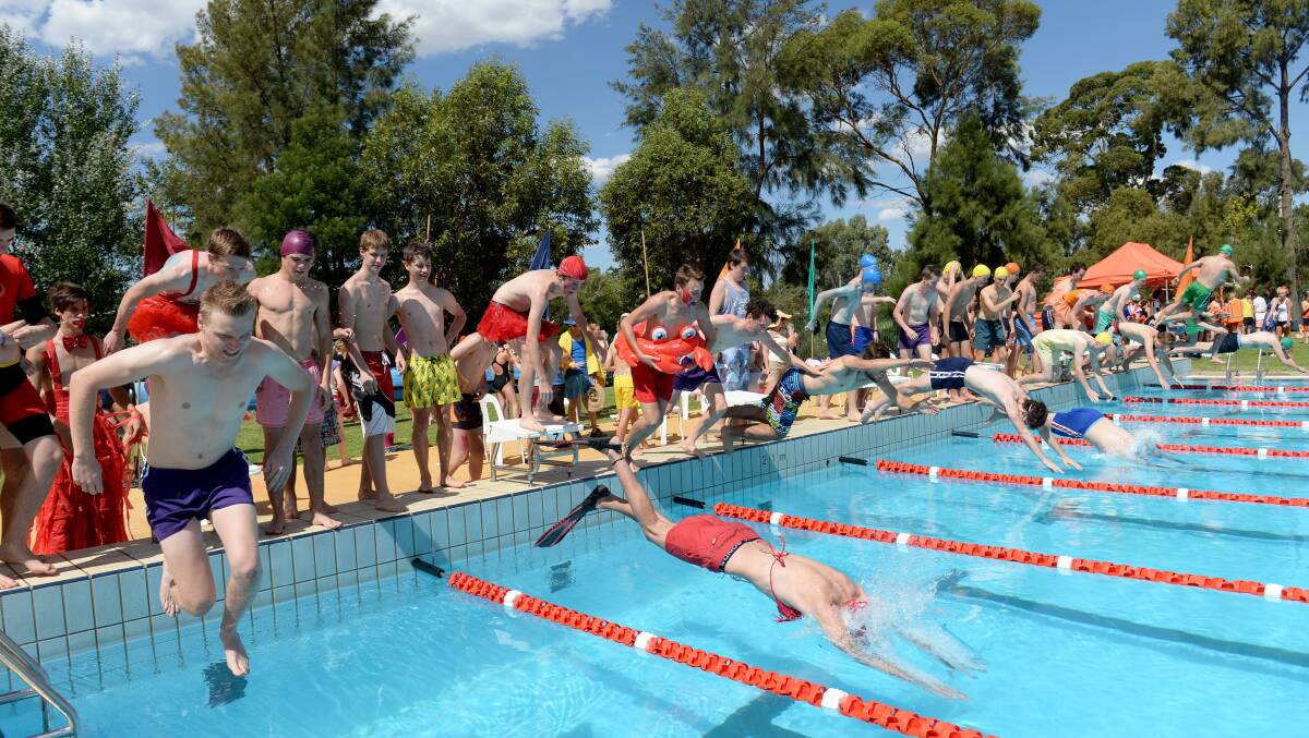 The year 12 boys compete in one of the popular novelty events. 
