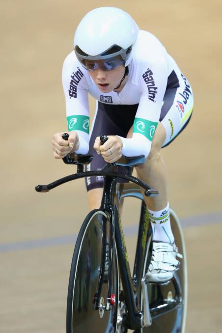 EXCITING TALENT: Amy Cure racing in the individual pursuit at last year's world track cycling championships in Minsk, Belarus. Picture: GETTY 
