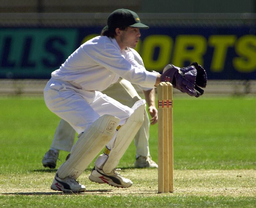 Castlemaine wicket-keeper Corey Hall in action at Queen Elizabeth Oval in 2005. 