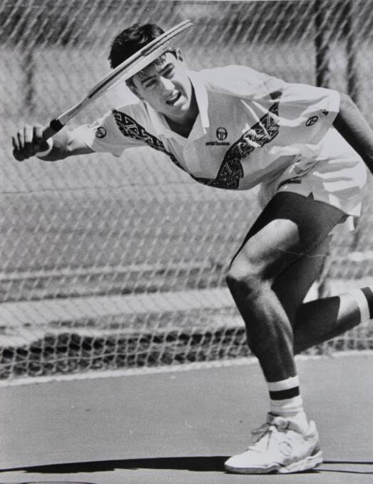 Ben Ellwood from the ACT returns serve at a junior classic at Bendigo Tennis Association headquarters in 1993. 