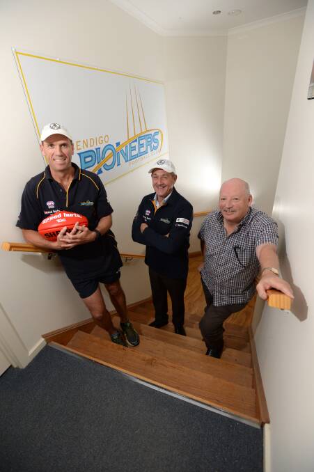 AIMING HIGH: Bendigo Pioneers head coach Brett Henderson, newly-appointed regional manager Steve Sharp and long-time regional manager Ray Byrne. Picture: JIM ALDERSEY