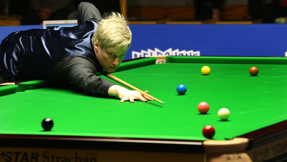 ON A ROLL: Neil Robertson pots another red on his way to victory in last night's second-round match at the Australian Snooker Goldfields Open in Bendigo. Picture: PETER WEAVING 