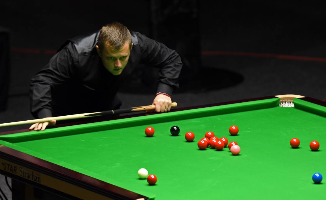 CONCENTRATION: Mark Allen plots his next move in an absorbing battle with Fergal O'Brien at the $500,00 Australian Snooker Goldfields Open. Pictures: JODIE DONNELLAN 