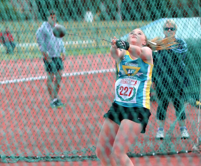 TOP CONTENDER: Karly Mitchell from Bendigo Harriers will compete in the under-17 hammer at the Athletics Victoria junior track and field titles. Picture: PETER WEAVING 