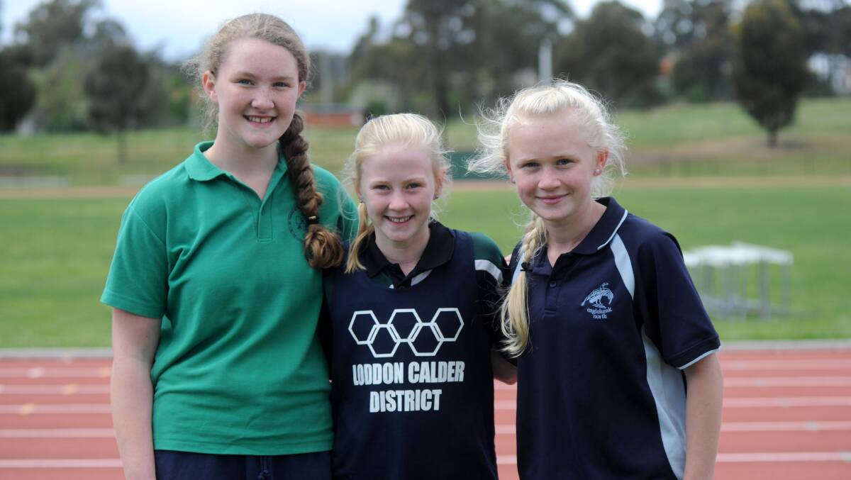 Hannah Morrissey, Ella Wicks, Jess Pilling at the Loddon Mallee primary schools athletics titles. 