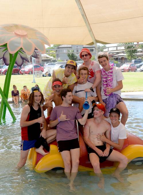 Some of the year 12 boys having fun at the swimming carnival. 