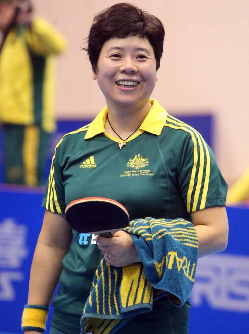 RAPT: Lay Jian Fang after winning the women's final at the Oceania table tennis championships in Bendigo.  