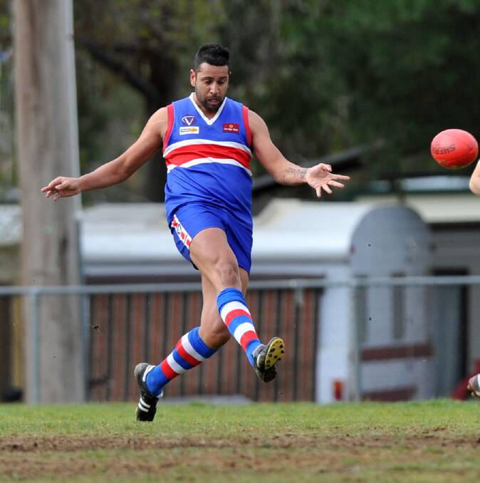 ON THE BURST: Balraj Singh kicked one goal for Pyramid Hill against Marong on Saturday.